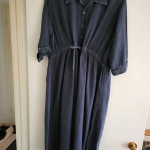CP Shades Navy Linen Sz L Shirt Dress